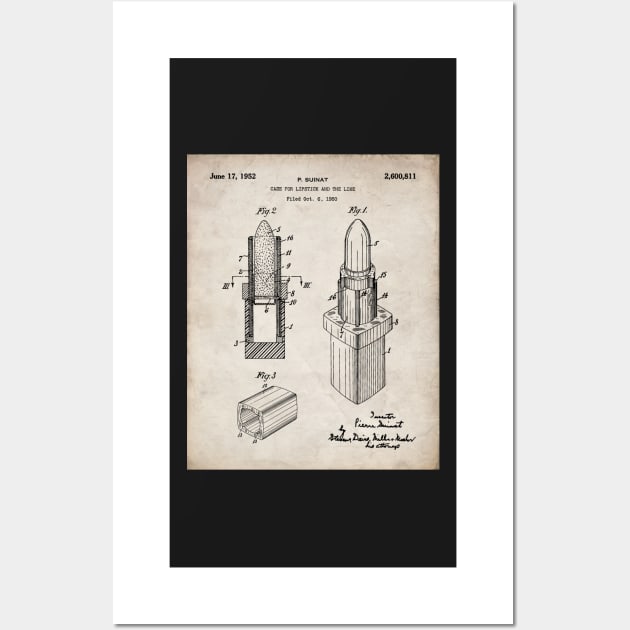 Lipstick Patent - Makeup Artist Beauty School Art - Antique Wall Art by patentpress